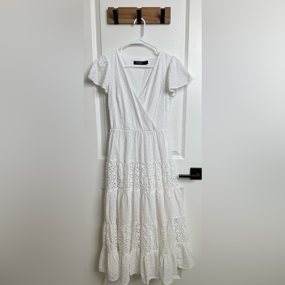 Lauren Ralph Lauren Eyelet White Ruffled Dress Size 0 - Picture 4 of 12